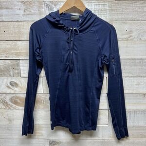 Athleta Top Womens Small‎ Blue 1/4 Zip Hoodie Long Sleeve Activewear